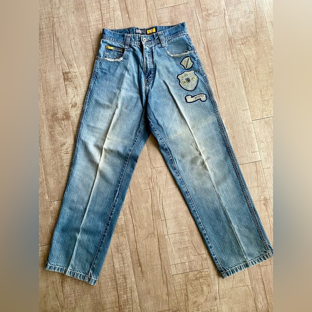 Vintage Southpole Baggy Jeans 30 X 32 Embroidered Patches Loose Urban Wide Y2K